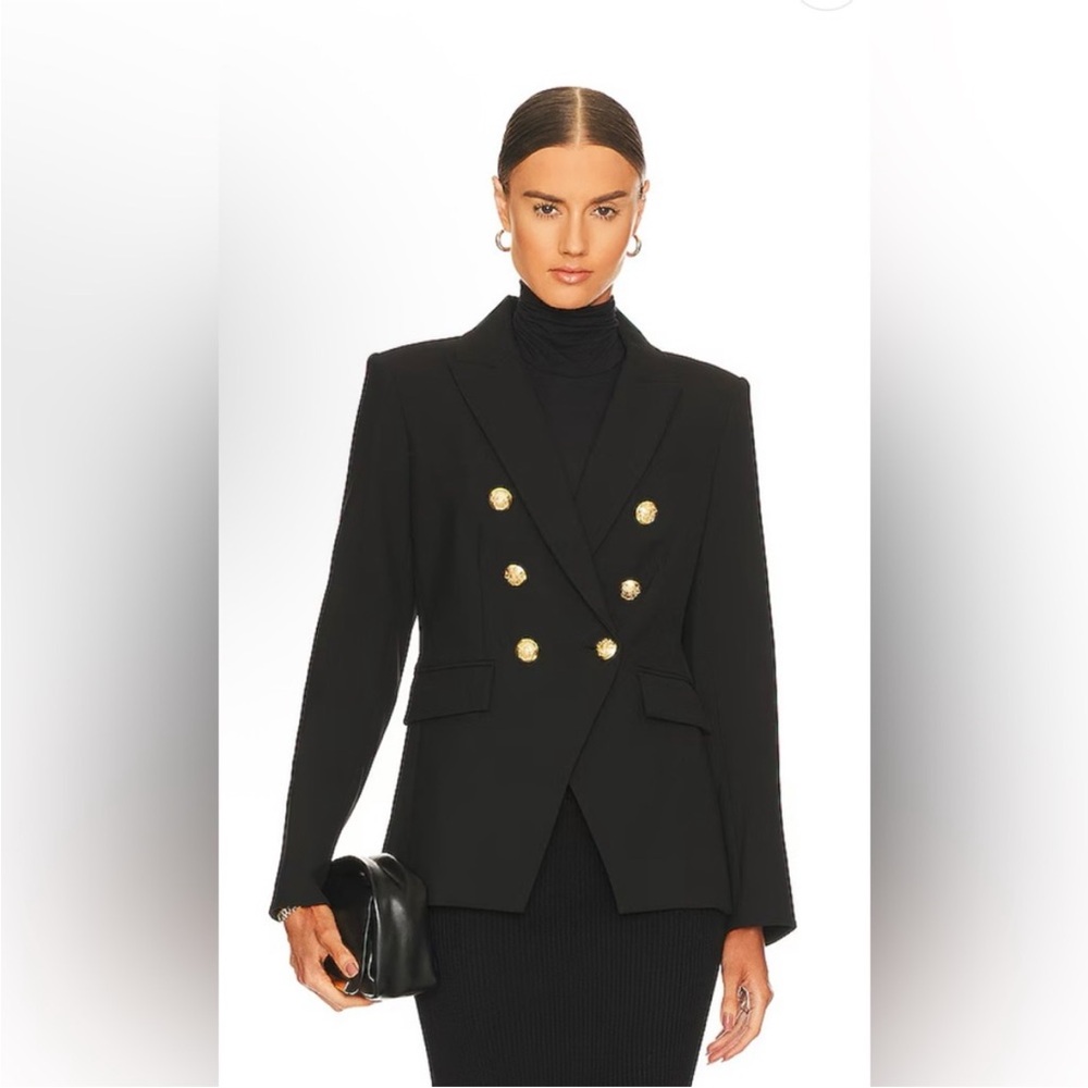 Veronica Beard Miller Dickey Jacket Black Double-Breasted with Gold Buttons - Picture 12 of 13